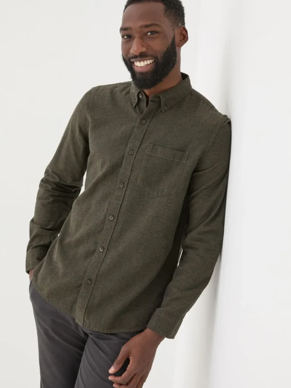 Green Long Sleeve Oxlow Plain 100% Cotton Shirt