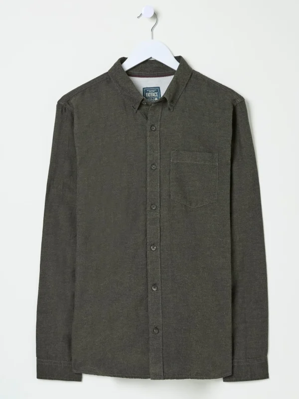 Green Long Sleeve Oxlow Plain 100% Cotton Shirt