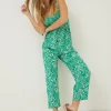 Green Natalie Tropical Leaf Jumpsuit