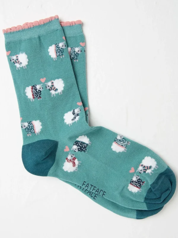 Green Sheep Women's Socks 1 Pack (size 4-7)