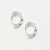 Green Star Enamel Hoop Earrings