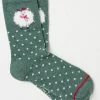 Green Womens Festive Fluffy Sheep Socks 1 Pack