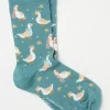 Green Womens Festive Geese Socks 1 Pack