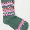 Green Womens Pop Fairisle Pattern Socks 1 Pack