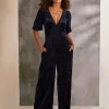 Greta Blue Velvet Jumpsuit