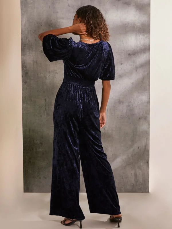 Greta Blue Velvet Jumpsuit