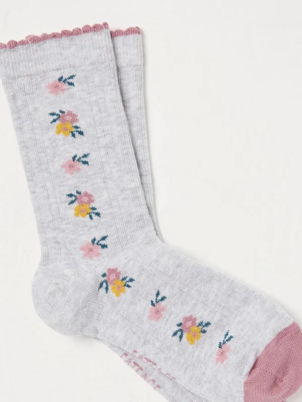 Grey Floral Kids' Socks 1 Pack