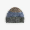 Grey Lambswool Colourblock Beanie Hat