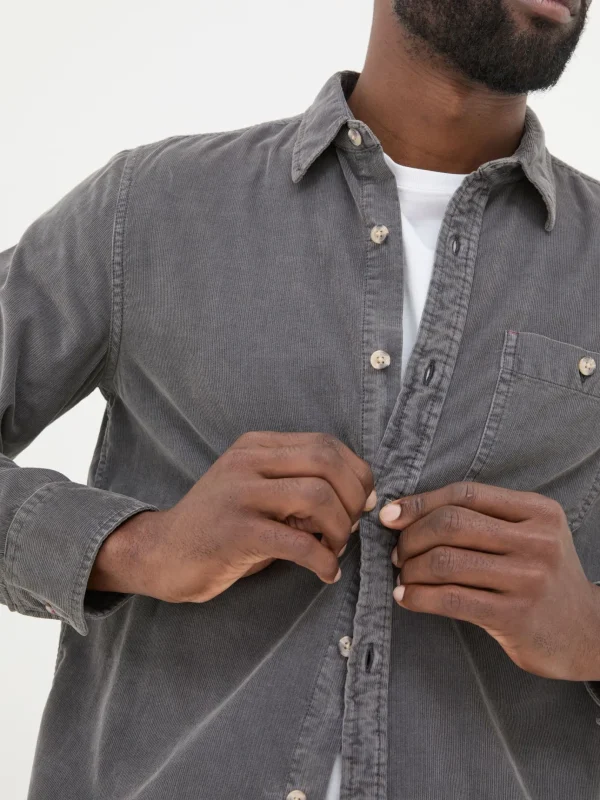 Grey Long Sleeve Cord Shirt