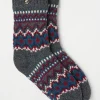 Grey Mens Fair Isle Pattern Bedsocks