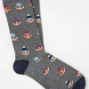 Grey Mens Foxes In Hats Socks 1 Pack