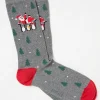 Grey Mens Santa Penguin Socks 1 Pack