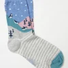 Grey Penguin Scene Socks