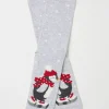 Grey Womens Fluffy Kissing Penguin Socks 1 Pack