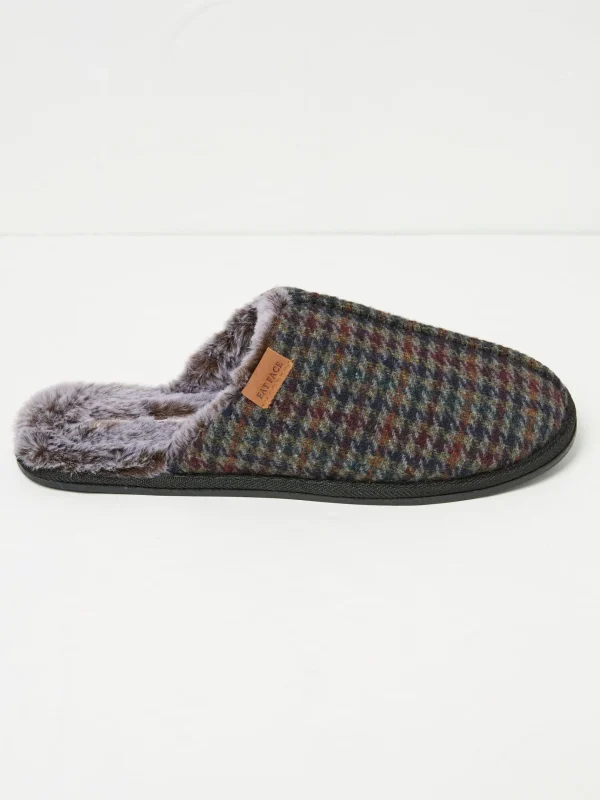 Harvey Navy Check Mule Slippers