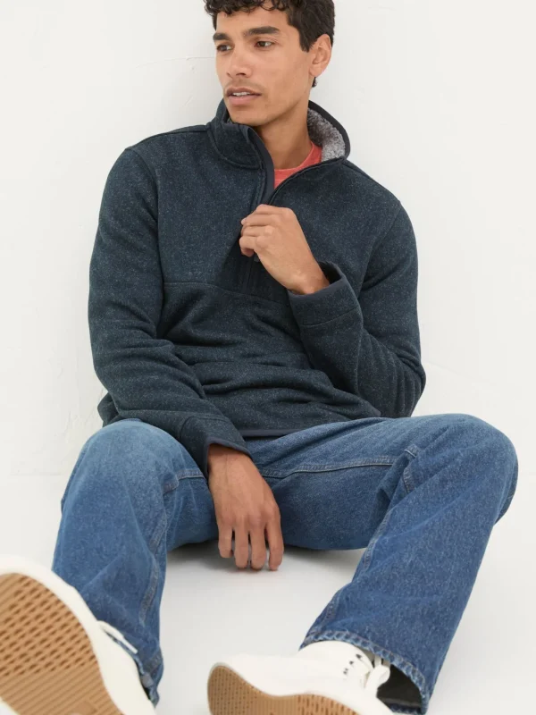 Haxby Navy Blue Half Neck Sweatshirt