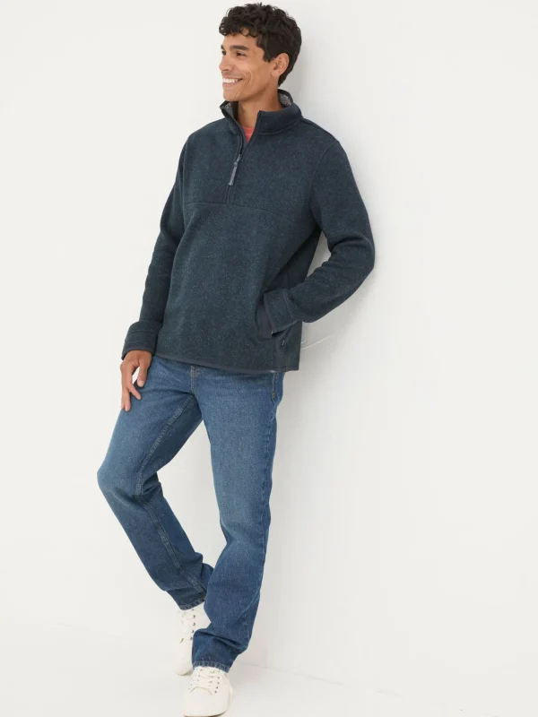 Haxby Navy Blue Half Neck Sweatshirt