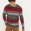 Hinton Charcoal Grey Chest Stripe Crew Neck Jumper