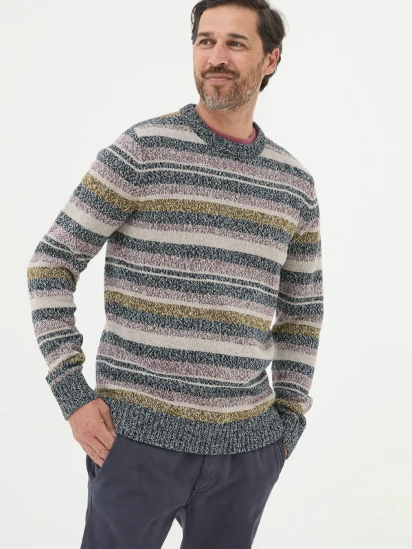 Hove Navy Blue Stripe Crew Jumper