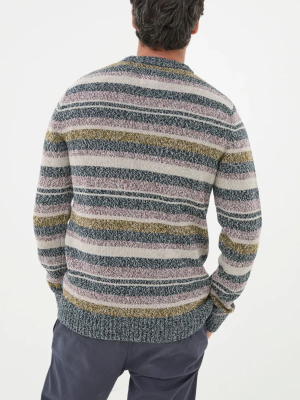 Hove Navy Blue Stripe Crew Jumper