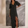 Iris Black Metallic Maxi Dress