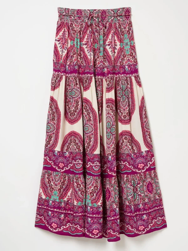 Jayla Purple Detail Paisley Maxi Skirt