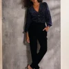 Joelle Blue Burnout Blouse