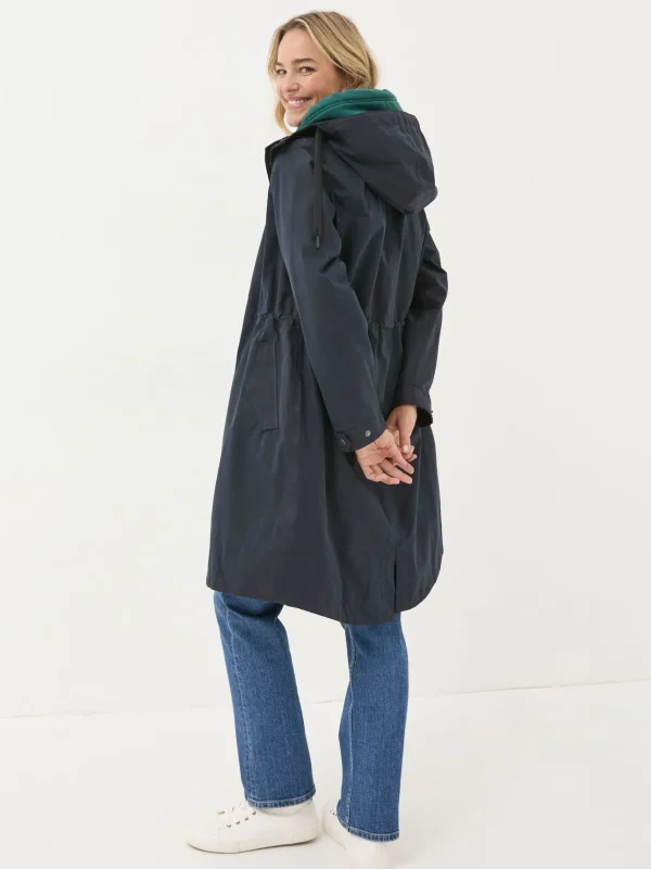 Juno Navy Waterproof Long Coat