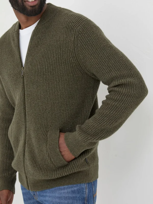 Khaki Green Knitted Bomber Cardigans