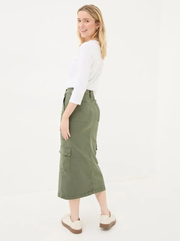 Lara Green Cargo Midi Skirt