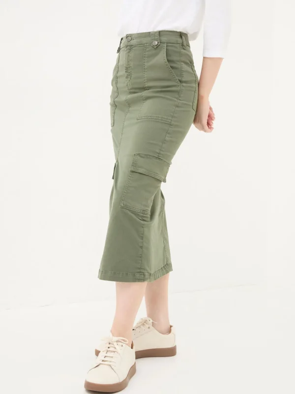 Lara Green Cargo Midi Skirt