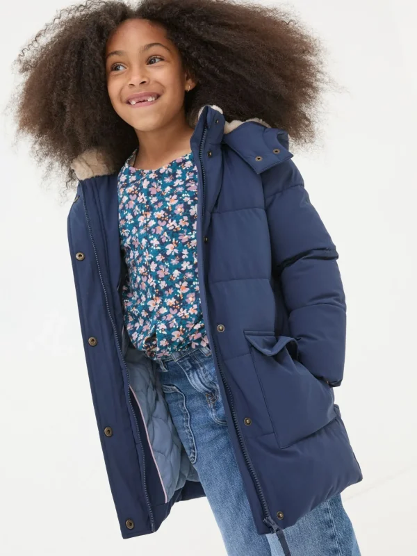 Letty Navy Blue Longline Padded Jacket