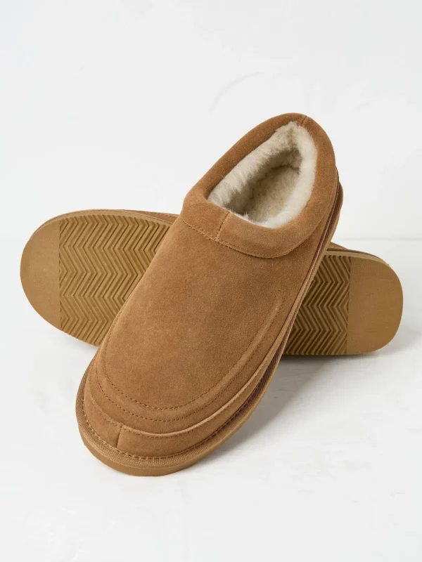 Lewis Tan Brown Suede Snug Mule Slippers