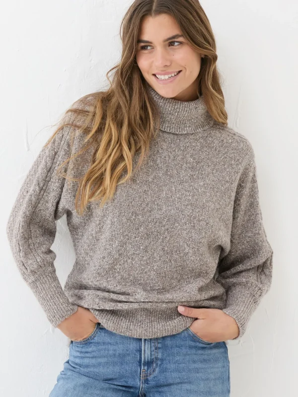 Light Brown Amara Roll Neck Knitted Jumper