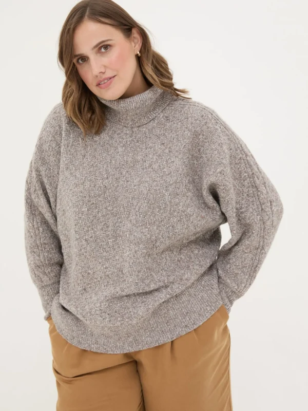 Light Brown Amara Roll Neck Knitted Jumper