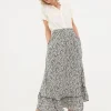 Lissy Black Inlay Floral Maxi Skirt