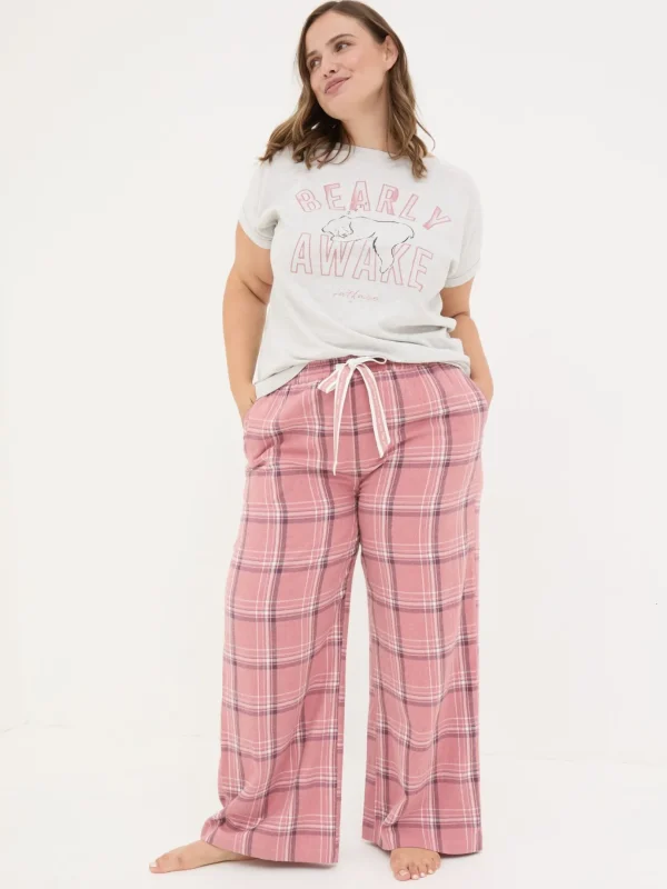 Lola Pink Check 100% Cotton Pyjama Bottoms