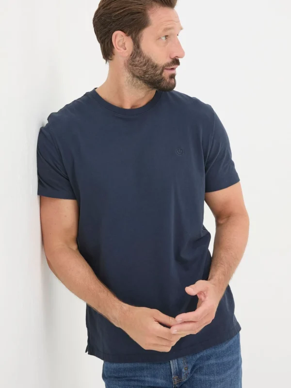 Lulworth Navy Blue 100% Cotton Organic Crew T-Shirt