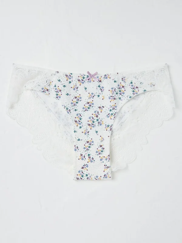 Mabel Cream Floral Cheeky Knickers