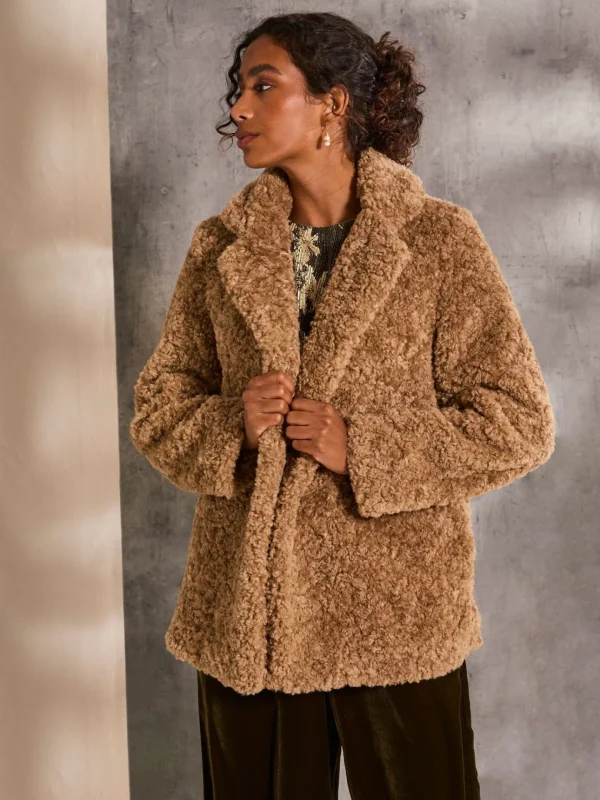 Maggie Natural Short Teddy Coat