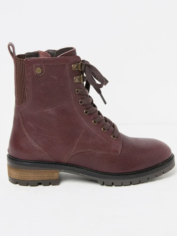 Margot Burgundy Red Lace-Up Boots