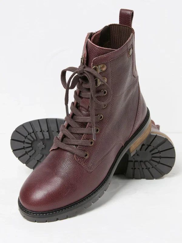 Margot Burgundy Red Lace-Up Boots