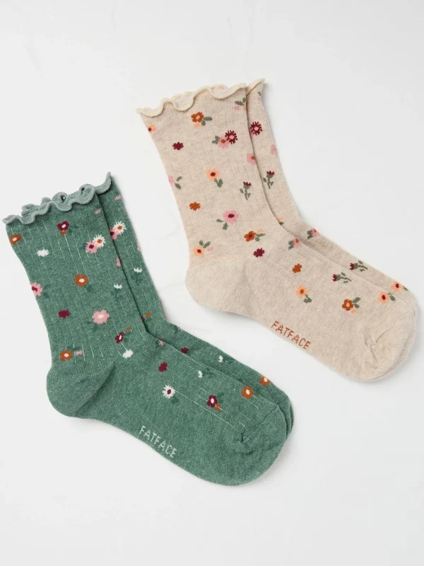 Multi 2 Pack Ditsy Floral Socks