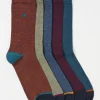 Muted Red/Blue 5 Pack Plain Socks