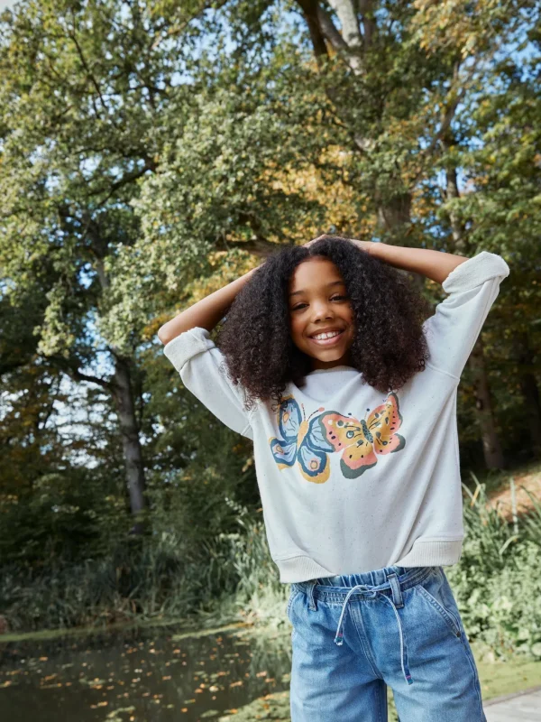 Natural Butterfly Crew Sweatshirt