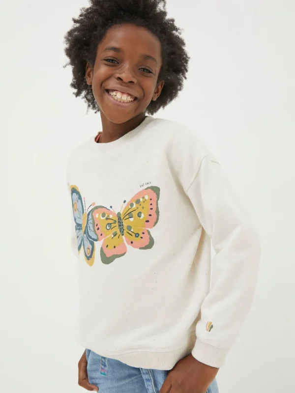 Natural Butterfly Crew Sweatshirt