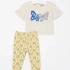 Natural Butterfly Graphic Leggings Set