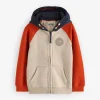 Natural Colourblock Zip Through Hoodie