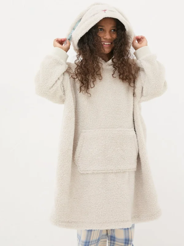 Natural Oversized Rabbit Fleece Hoodie