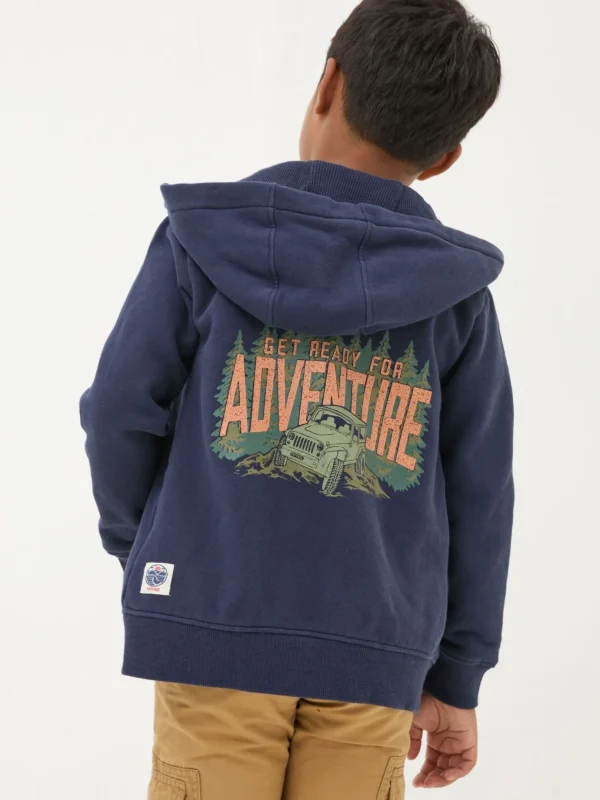 Navy Blue Adventure Zip Through Hoodie